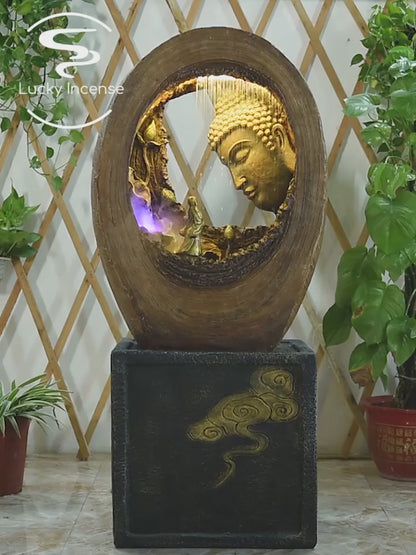 New Chinese Style Buddha Statue Fountain Flowing Water Waterfall Decoration