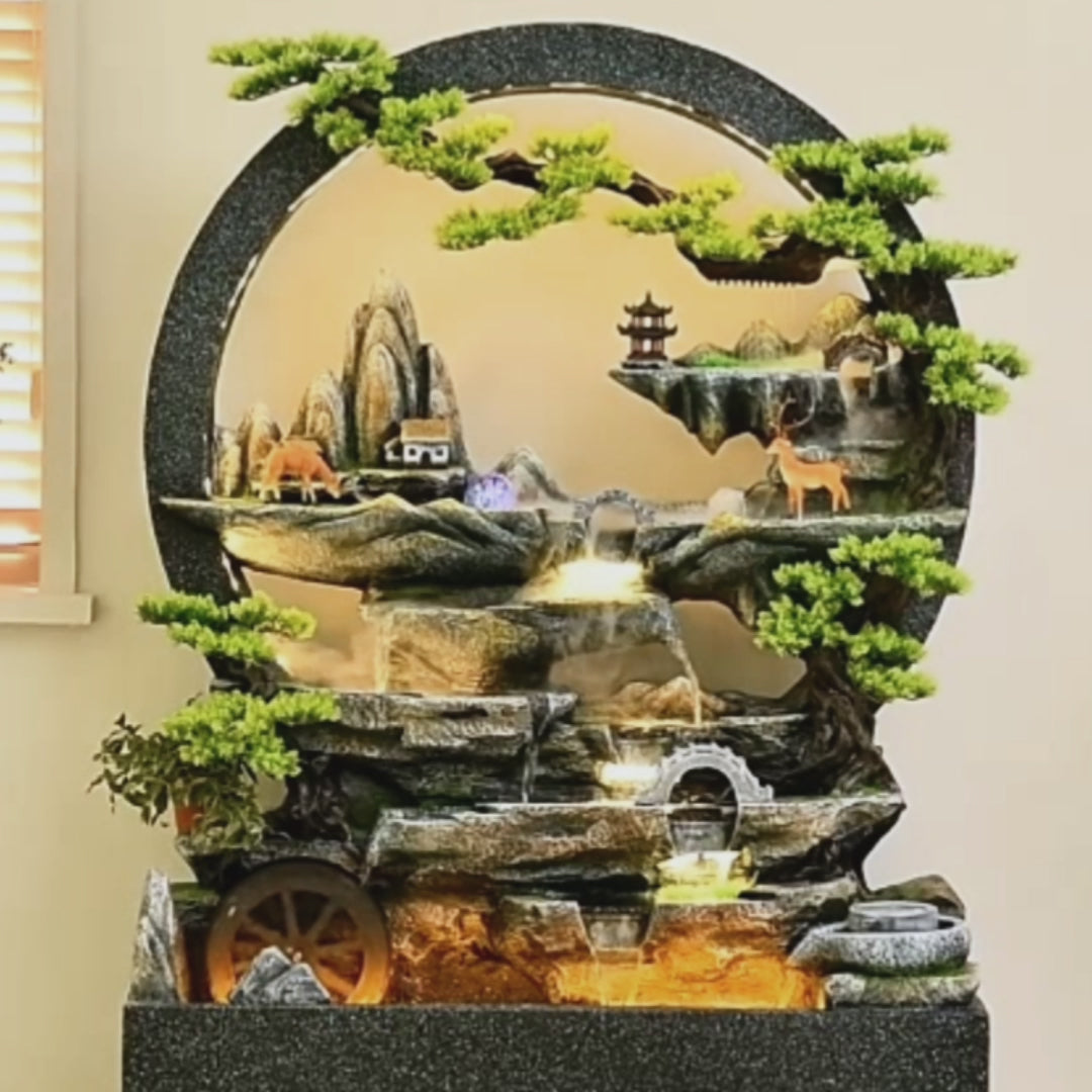 Garden With Fish Tank Water Curtain Wall Rockery Fountain