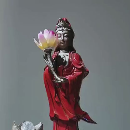 Avalokitesvara Buddha Statue Flowing Water Generates Wealth Fountain Ornament
