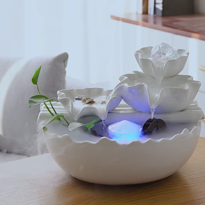 Lotus Bamboo Raft Indoor Water Fountain