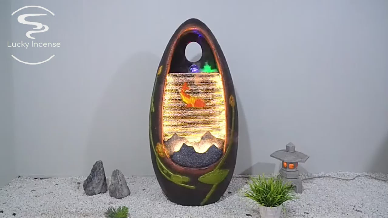 Goldfish And Lotus Flowing Water Indoor Waterfall