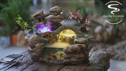 Water Wheel Fountain With Fish Tank