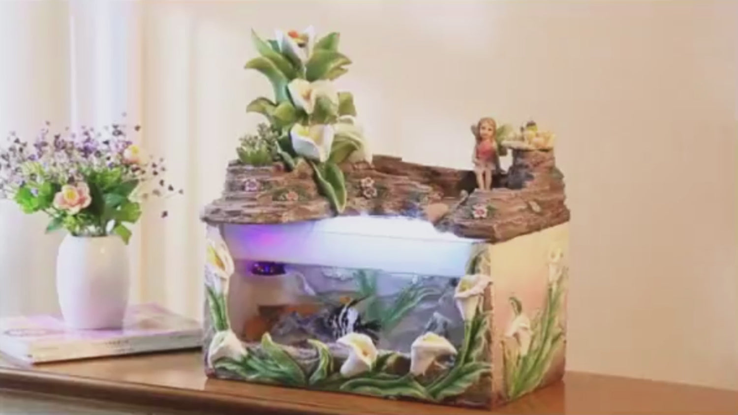 European Style Water Fountain With Fish Tank