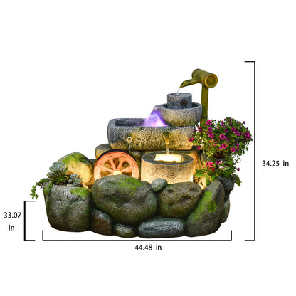 Chinese Style Rock Water Fountain With Fish Pond