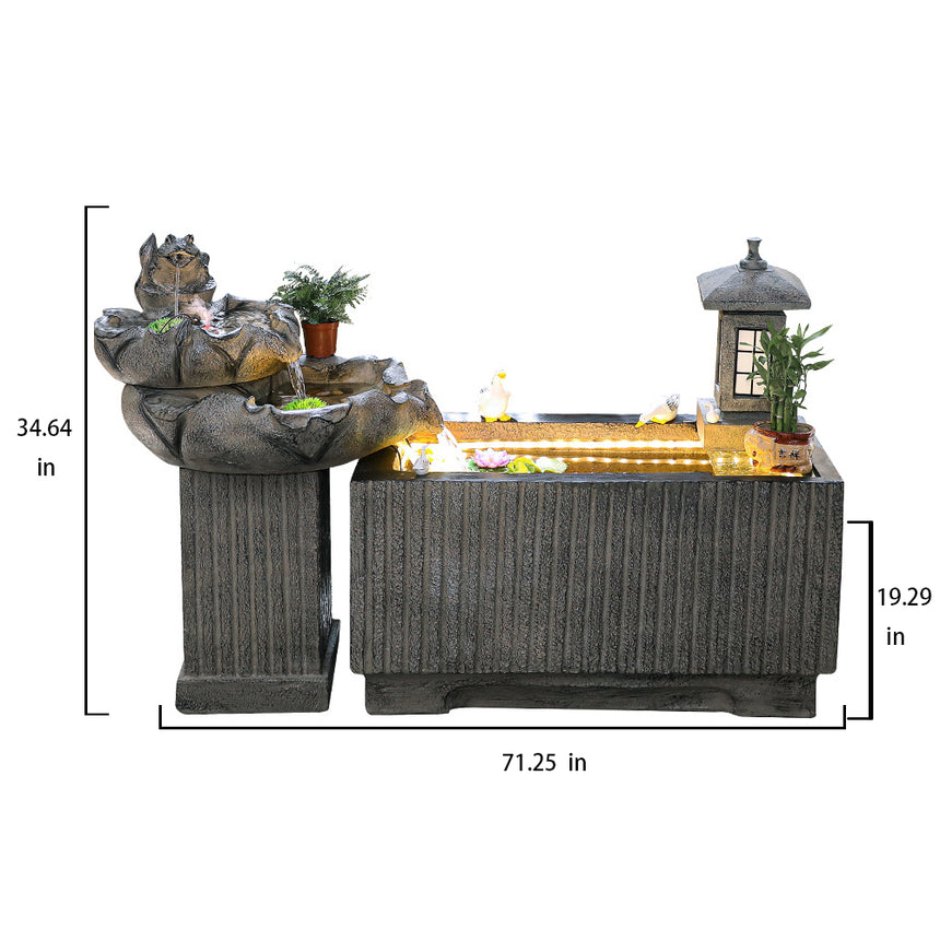 Feng Shui Wheel Rockery Running Water Waterfall With Fish Pond