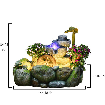 Chinese Style Rock Water Fountain With Fish Pond