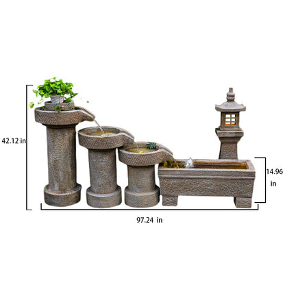 Chinese Stone Mill Water Fountain With Fish Pond