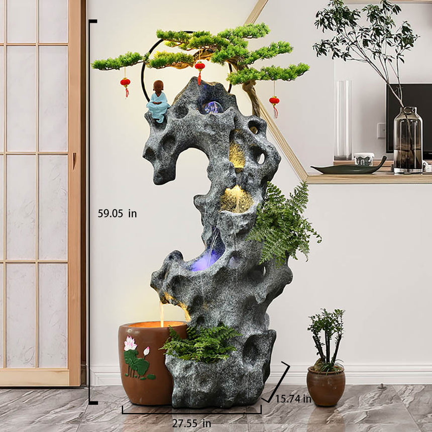Large Rockery Water Fountain Waterfall With Fish Pond